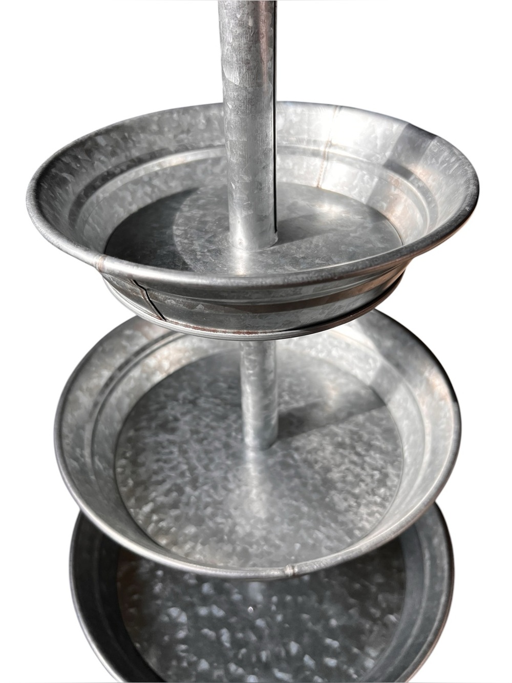 Galvanized Three Tiered Serving Stand - 3 Tier Metal Tray Platter - Picture 8 of 13